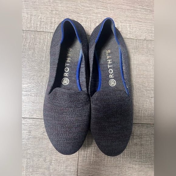 EUC RARE Retired Rothy's The Loafer US 10 Navy Heather Blue Luxury Ballet Flat - Picture 1 of 5